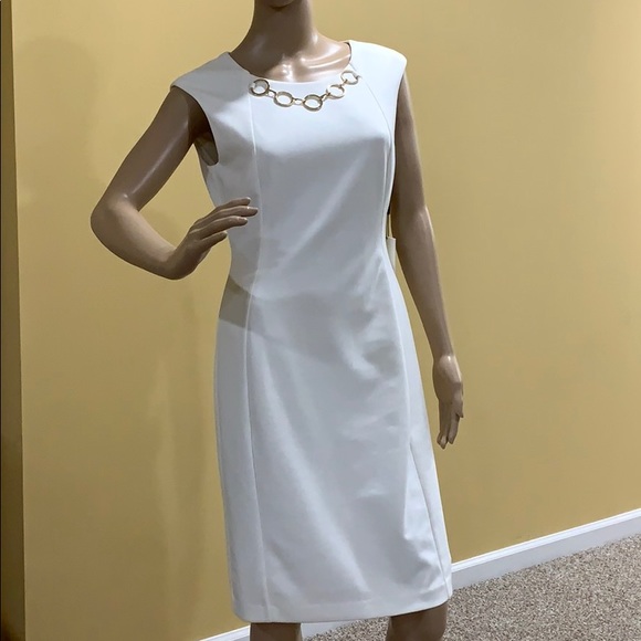 Calvin Klein ivory dress with gold hardware - Picture 4 of 9